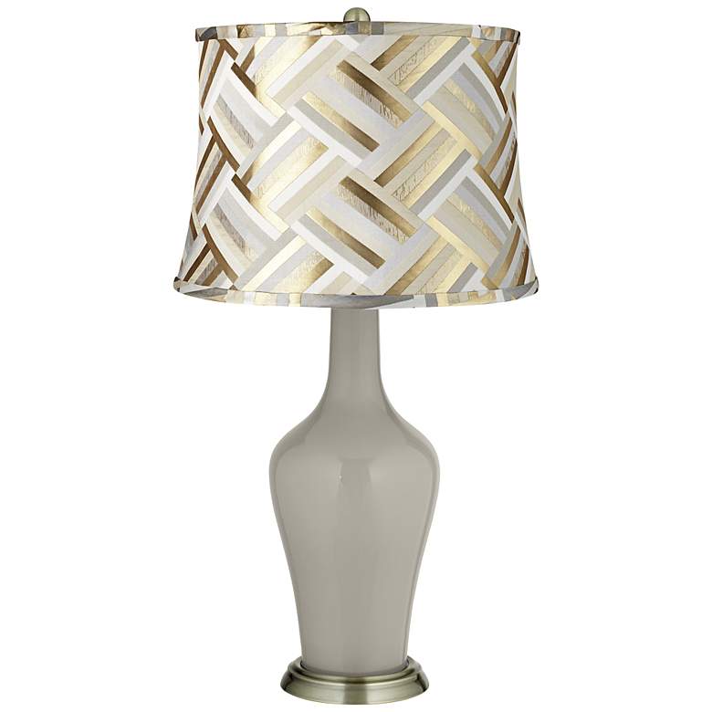 Image 1 Requisite Gray Gold Gray Weave Shade Anya Table Lamp