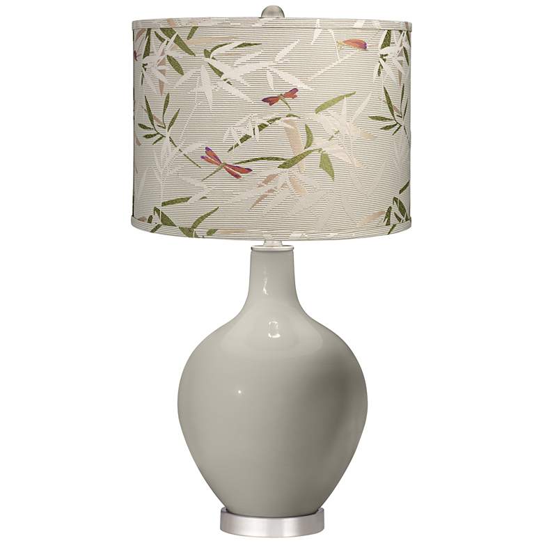 Image 1 Requisite Gray Golden Bamboo Shade Ovo Table Lamp