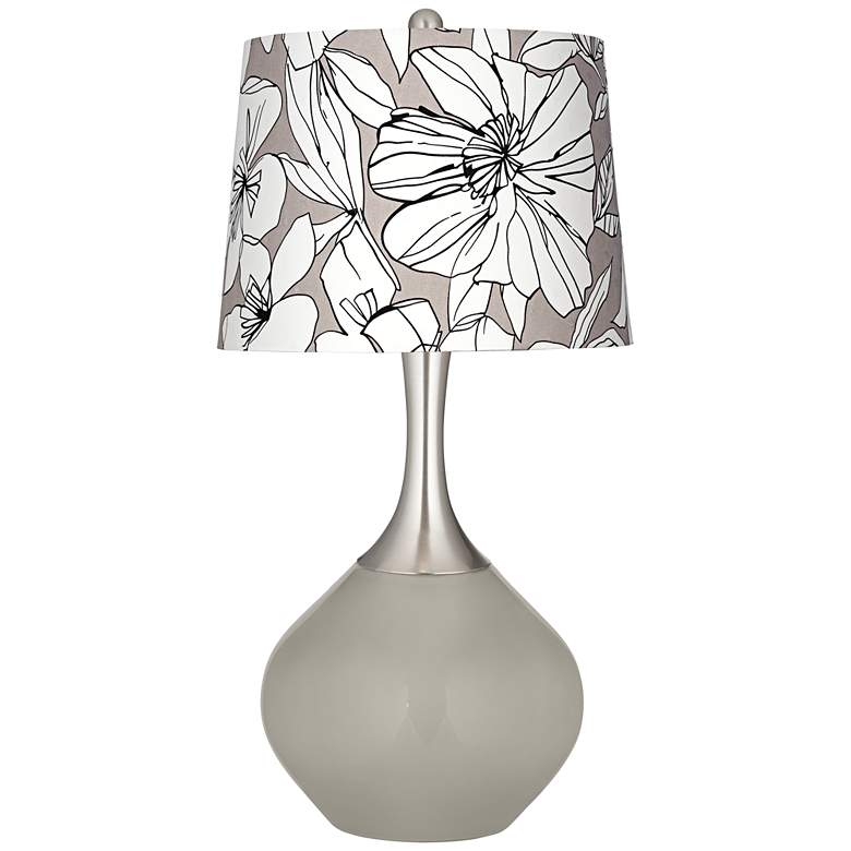 Image 1 Requisite Gray Graphic Floral Shade Spencer Table Lamp
