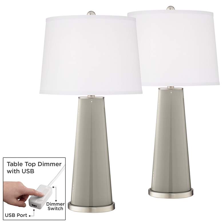 Image 1 Requisite Gray Leo Table Lamp Set of 2 with Dimmers