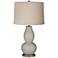 Requisite Gray Linen Drum Shade Double Gourd Table Lamp