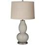 Requisite Gray Linen Drum Shade Double Gourd Table Lamp