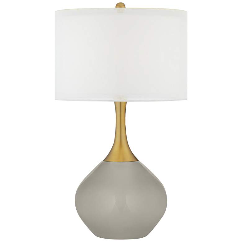 Image 1 Requisite Gray Nickki Brass Modern Table Lamp