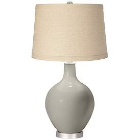 Image1 of Requisite Gray Oatmeal Linen Shade Ovo Table Lamp