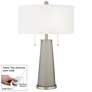 Requisite Gray Peggy Glass Table Lamp With Dimmer
