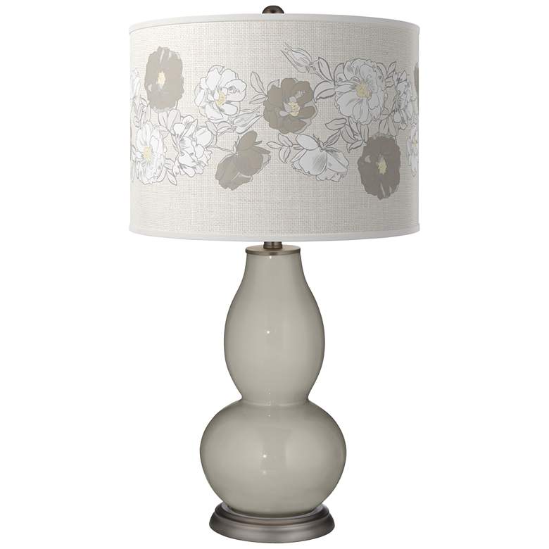 Image 1 Requisite Gray Rose Bouquet Double Gourd Table Lamp