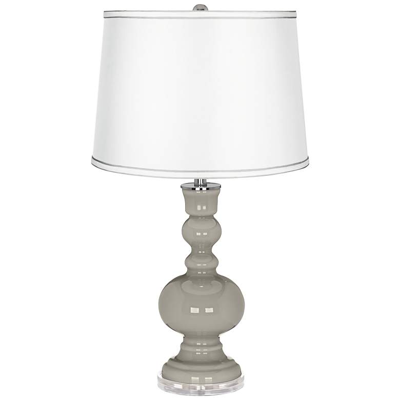 Image 1 Requisite Gray - Satin Silver White Shade Table Lamp
