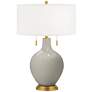 Requisite Gray Toby Brass Accents Table Lamp with Dimmer