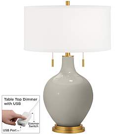 Image1 of Requisite Gray Toby Brass Accents Table Lamp with Dimmer