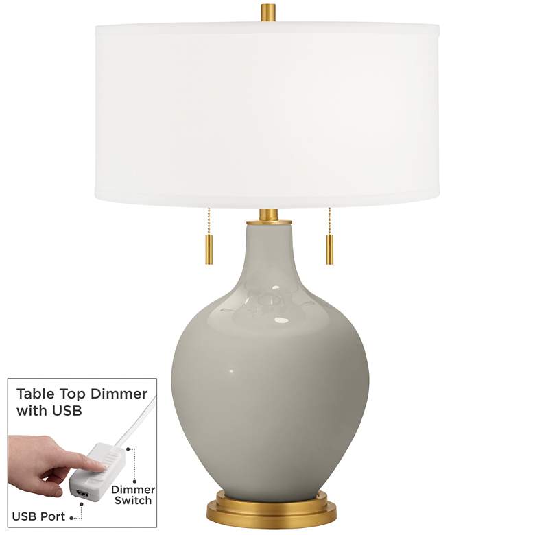 Image 1 Requisite Gray Toby Brass Accents Table Lamp with Dimmer