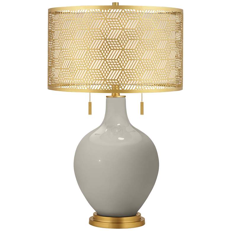 Image 1 Requisite Gray Toby Brass Metal Shade Table Lamp