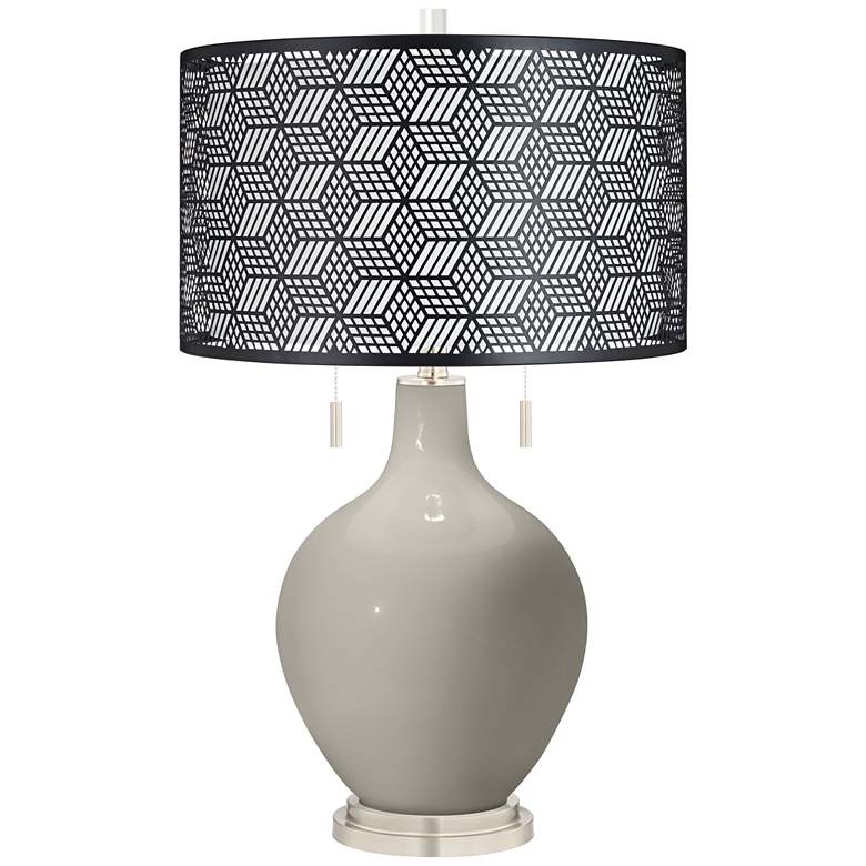 Image 1 Requisite Gray Toby Table Lamp With Black Metal Shade
