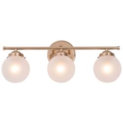 Rerio 3-Light 20&quot; Wide Gold Bath Light with Frosted Glass Shade