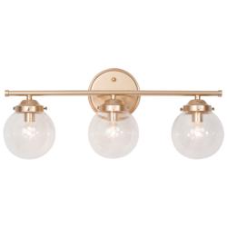 Rerio 3-Light 20&quot; Wide Gold Bath Light with Seeded Glass Shade