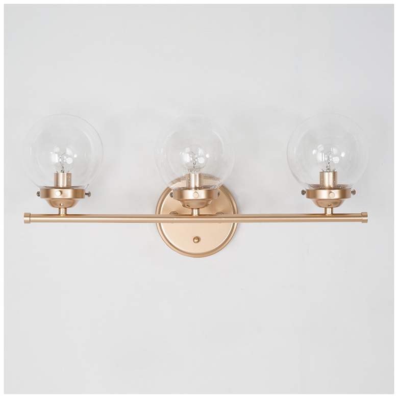 Image 5 Rerio 3-Light 20" Wide Gold Bath Light with Seeded Glass Shade more views