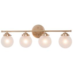 Rerio 4-Light 26.5&quot; Wide Gold Bath Light with Frosted Glass Shade