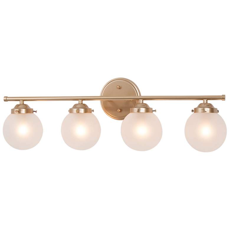 Image 1 Rerio 4-Light 26.5 inch Wide Gold Bath Light with Frosted Glass Shade
