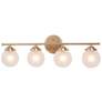 Rerio 4-Light 26.5" Wide Gold Bath Light with Frosted Glass Shade