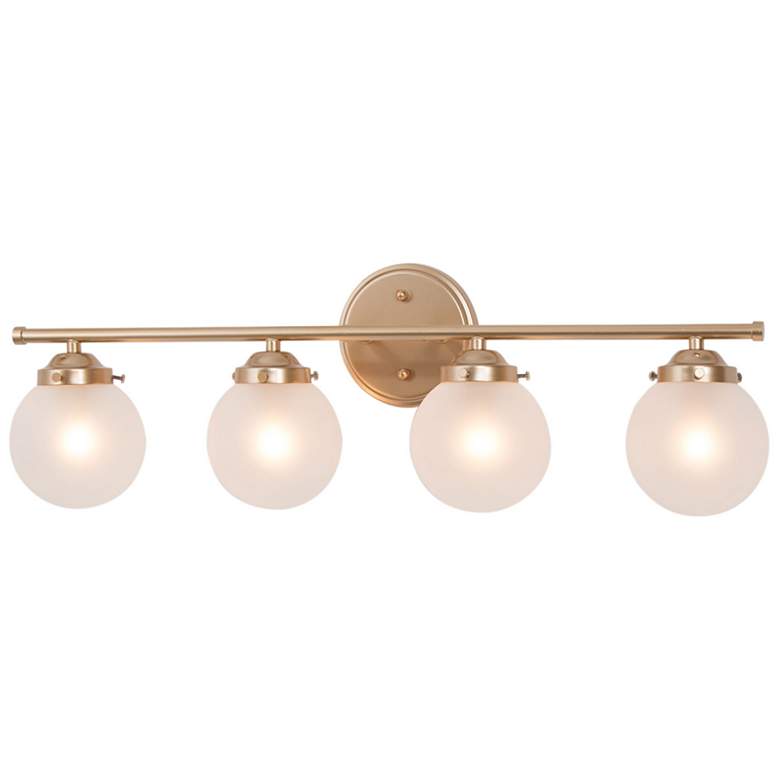 Image 1 Rerio 4-Light 26.5" Wide Gold Bath Light with Frosted Glass Shade