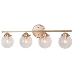 Rerio 4-Light 26.5&quot; Wide Gold Bath Light with Seeded Glass Shade