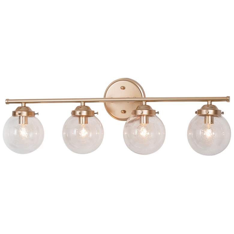 Image 1 Rerio 4-Light 26.5" Wide Gold Bath Light with Seeded Glass Shade