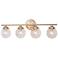 Rerio 4-Light 26.5" Wide Gold Bath Light with Seeded Glass Shade