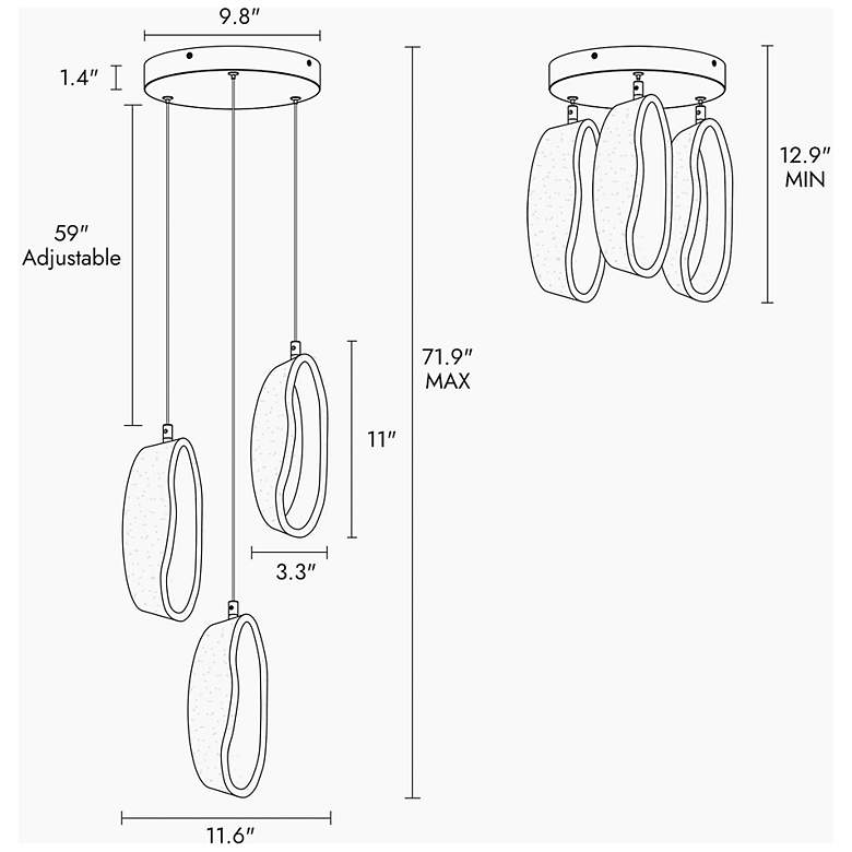 Image 3 Resdroin 3-Light LED Resin Cluster Island Pendant Light more views