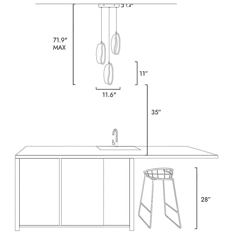 Image 7 Resdroin 3-Light LED Resin Cluster Island Pendant Light more views