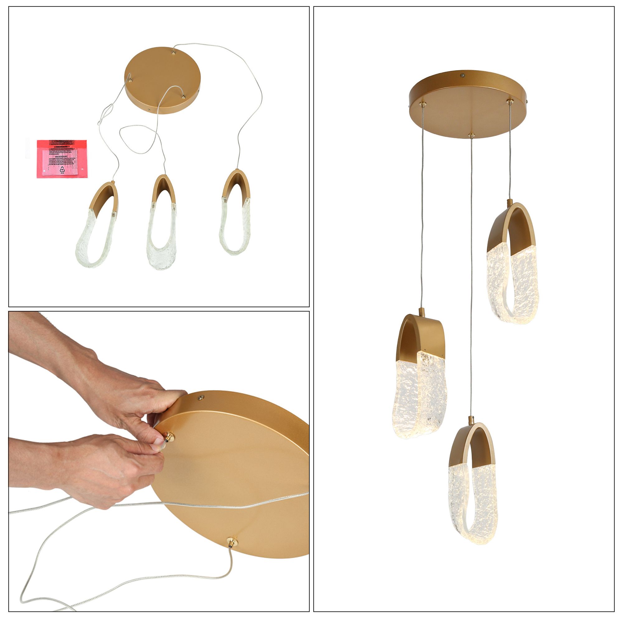 Resdroin 3-Light LED Resin Cluster Island Pendant Light