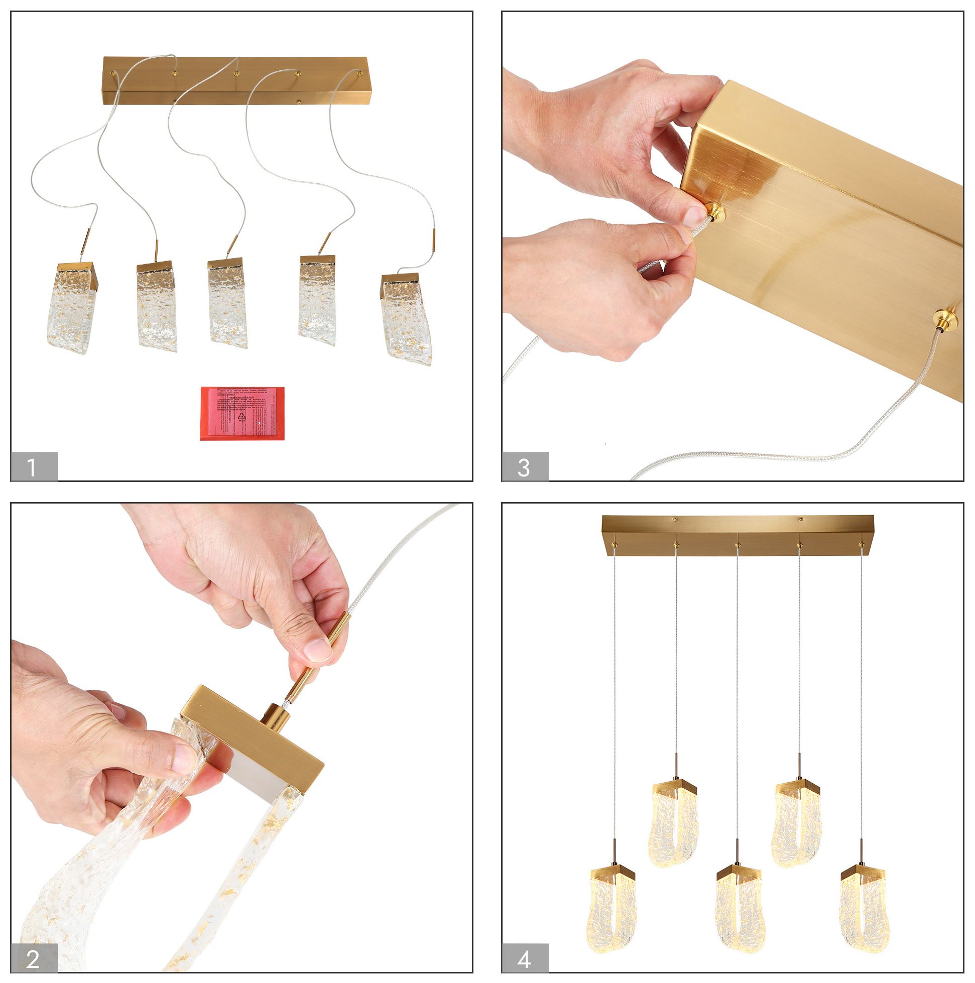 Resdroin 5-Light LED Resin Island Pendant Light