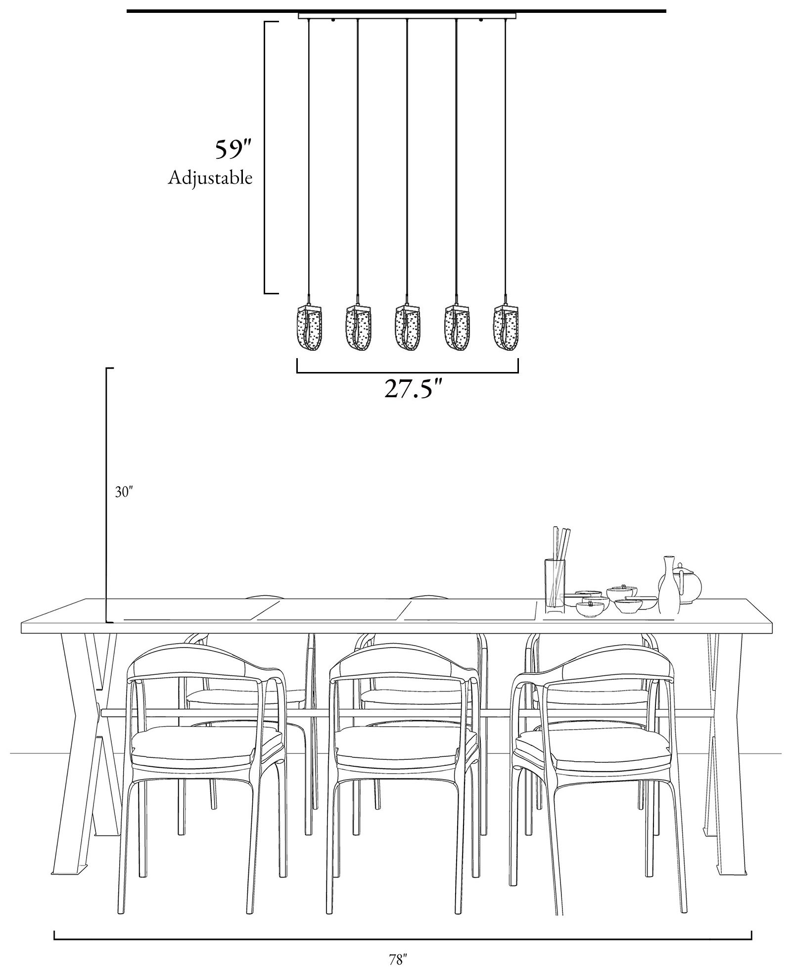 Resdroin 5-Light LED Resin Island Pendant Light