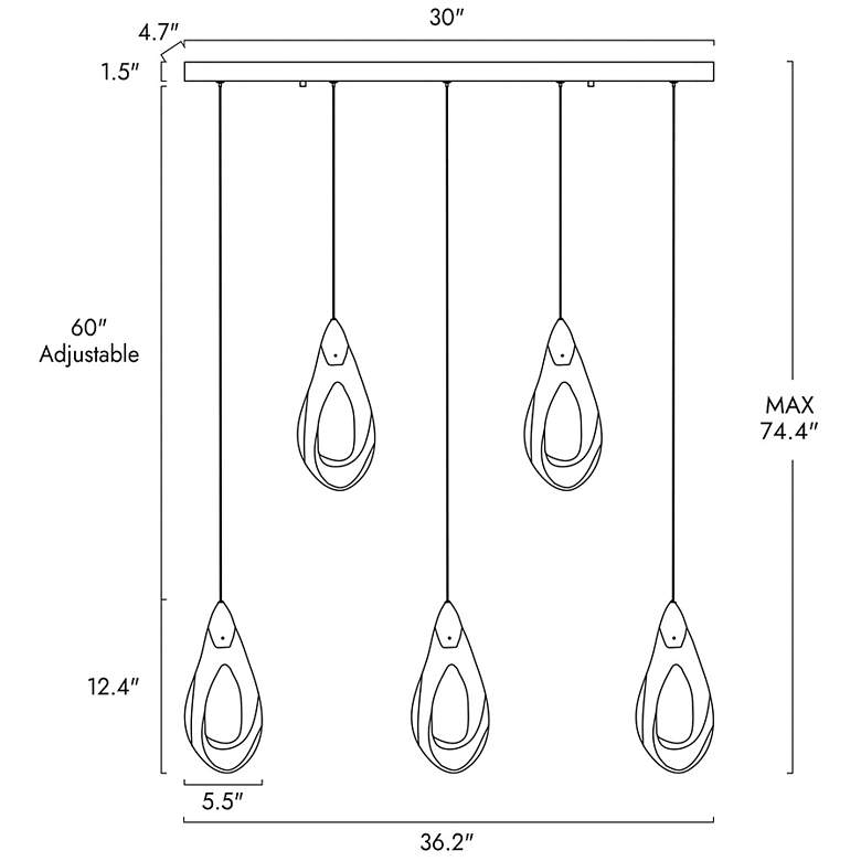 Image 2 Resdroin 5-Light LED Resin Island Pendant Light more views
