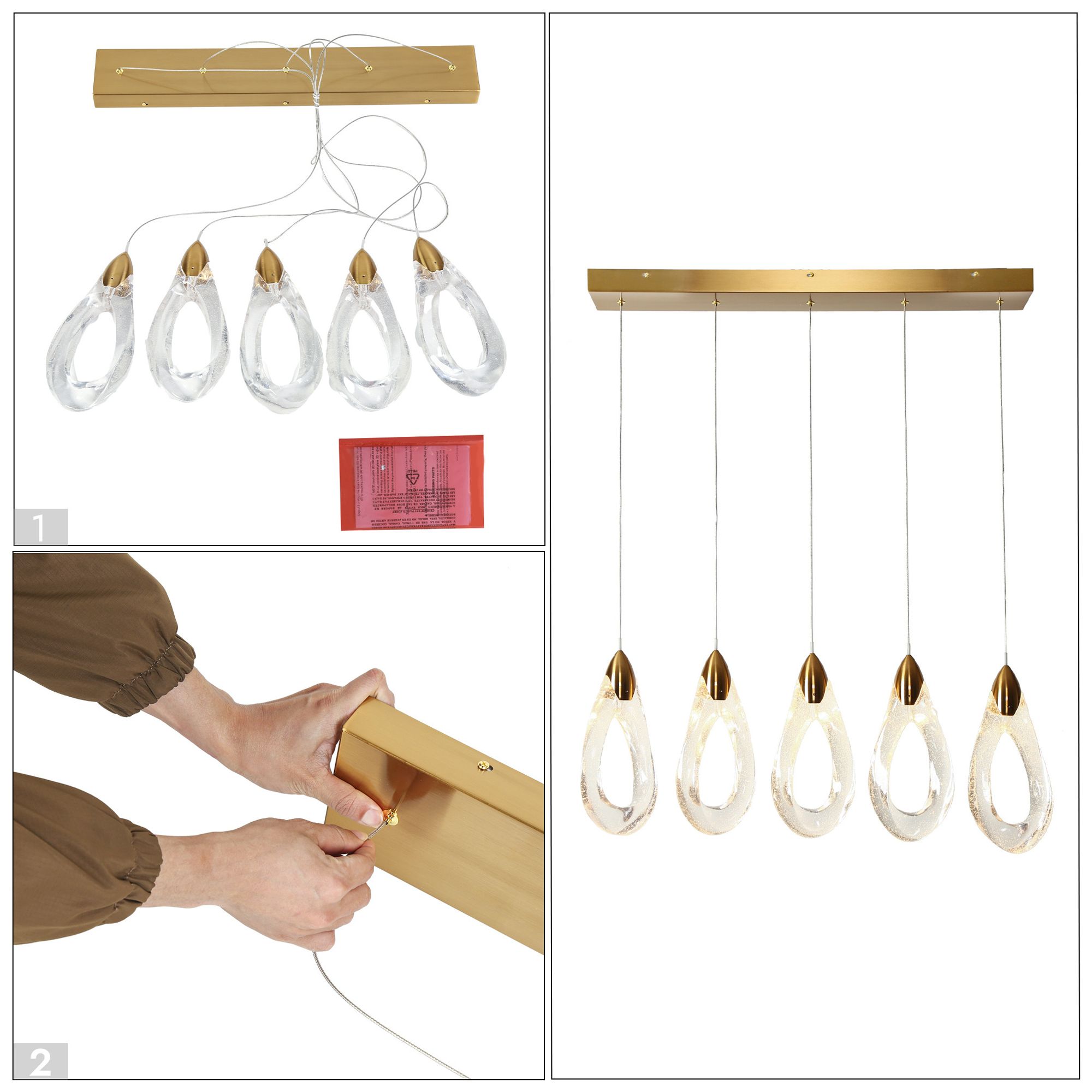 Resdroin 5-Light LED Resin Island Pendant Light