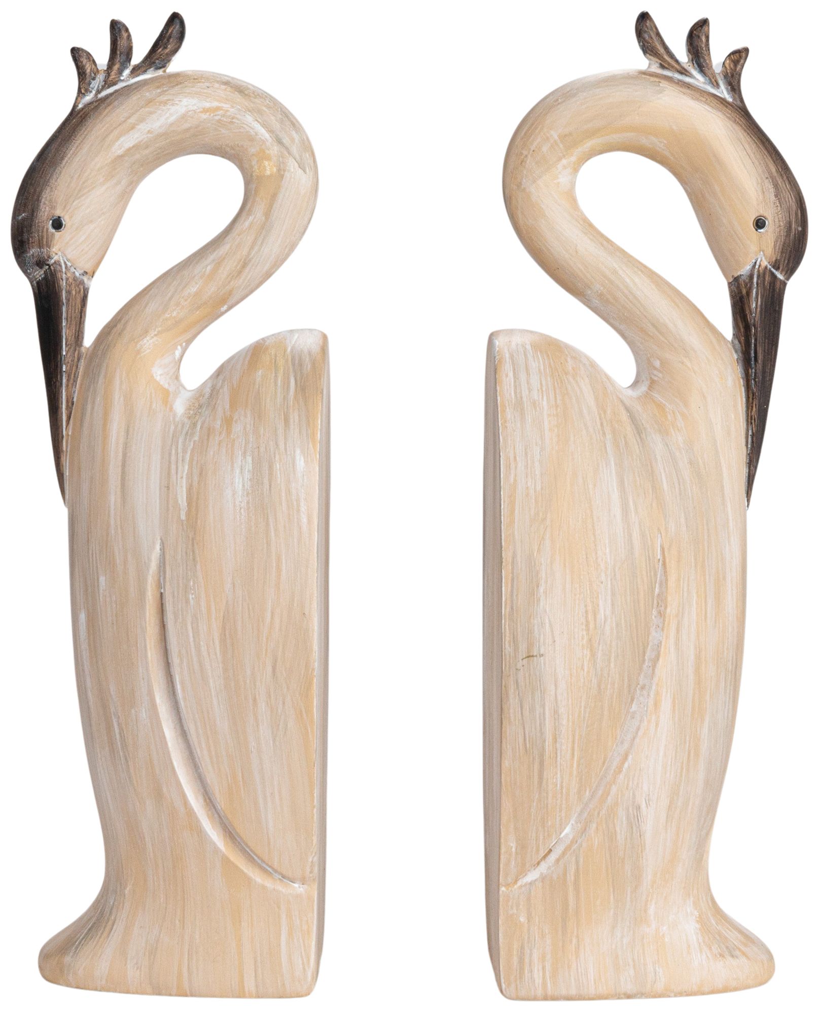 Resin Heron Bookends, Cream