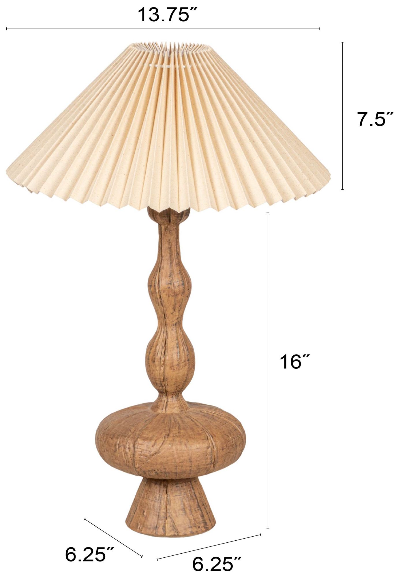 Image 3 Resin Table Lamp with Pleated Shade more views