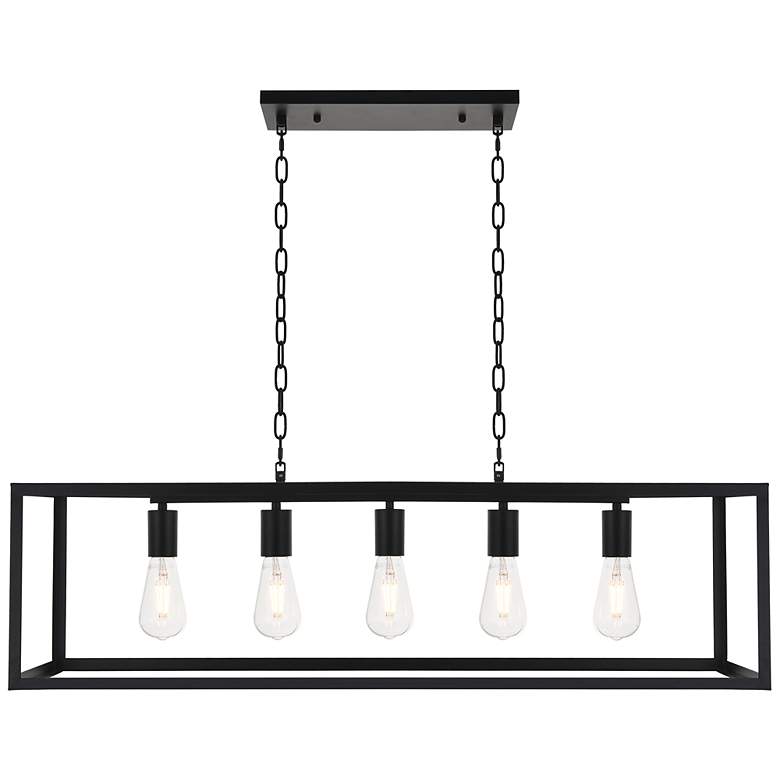 Image 3 Resolute 38 1/4" Wide Black 5-Light Rectangular Pendant