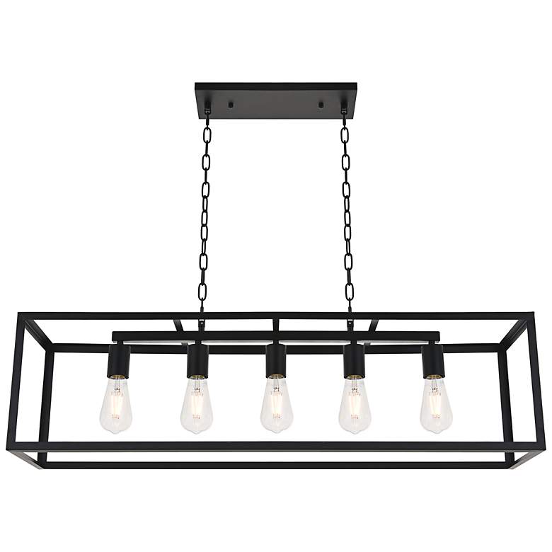 Image 6 Resolute 38 1/4" Wide Black 5-Light Rectangular Pendant more views