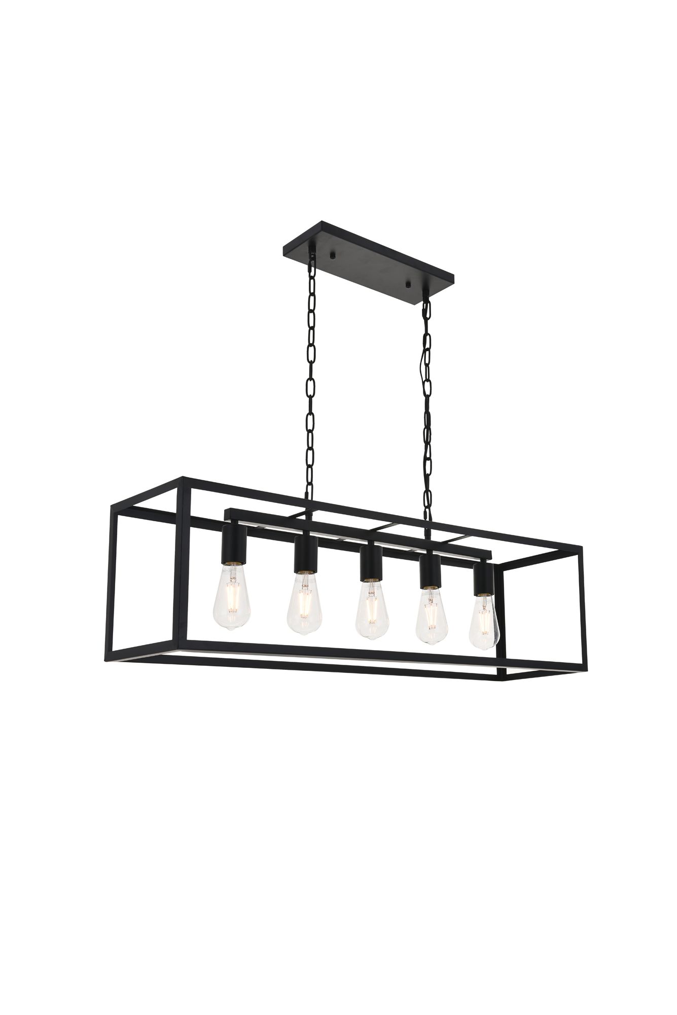Resolute 38 1/4" Wide Black 5-Light Rectangular Pendant in scene