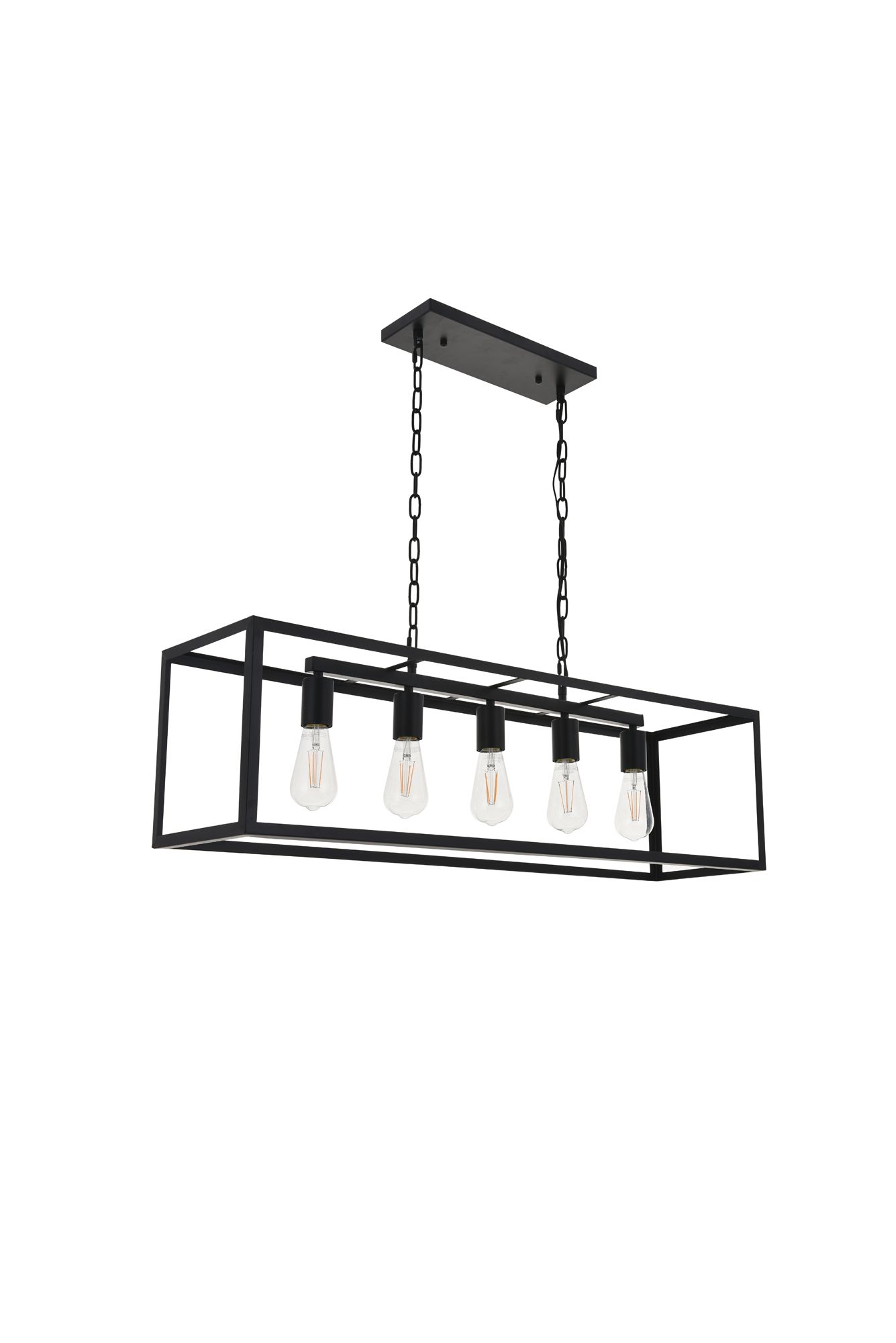 Resolute 38 1/4" Wide Black 5-Light Rectangular Pendant in scene