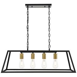 Resolute 4 Lt Brass And Black Pendant