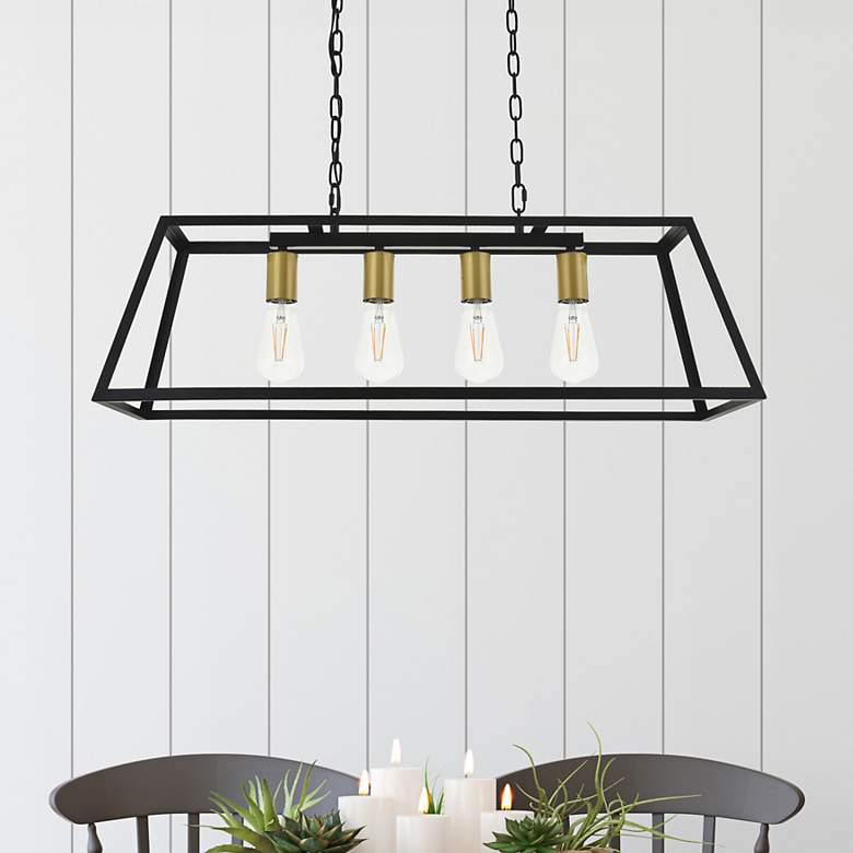 Image 1 Resolute 4 Lt Brass And Black Pendant