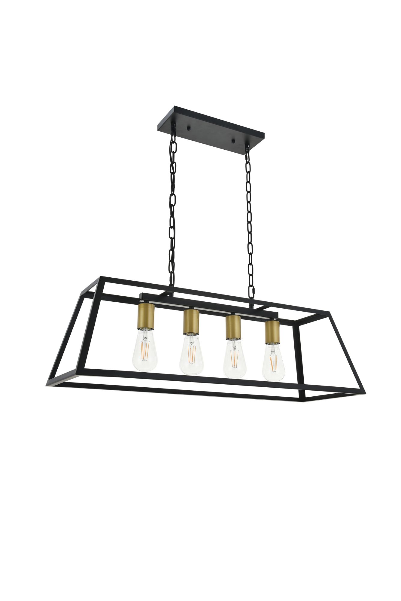 Resolute 4 Lt Brass And Black Pendant