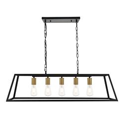 Resolute 5 Lt Brass And Black Pendant