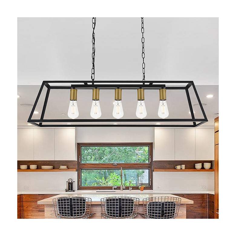 Image 1 Resolute 5 Lt Brass And Black Pendant