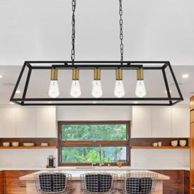 Resolute 5 Lt Brass And Black Pendant Resolute 5 Lt Brass And Black Pendant