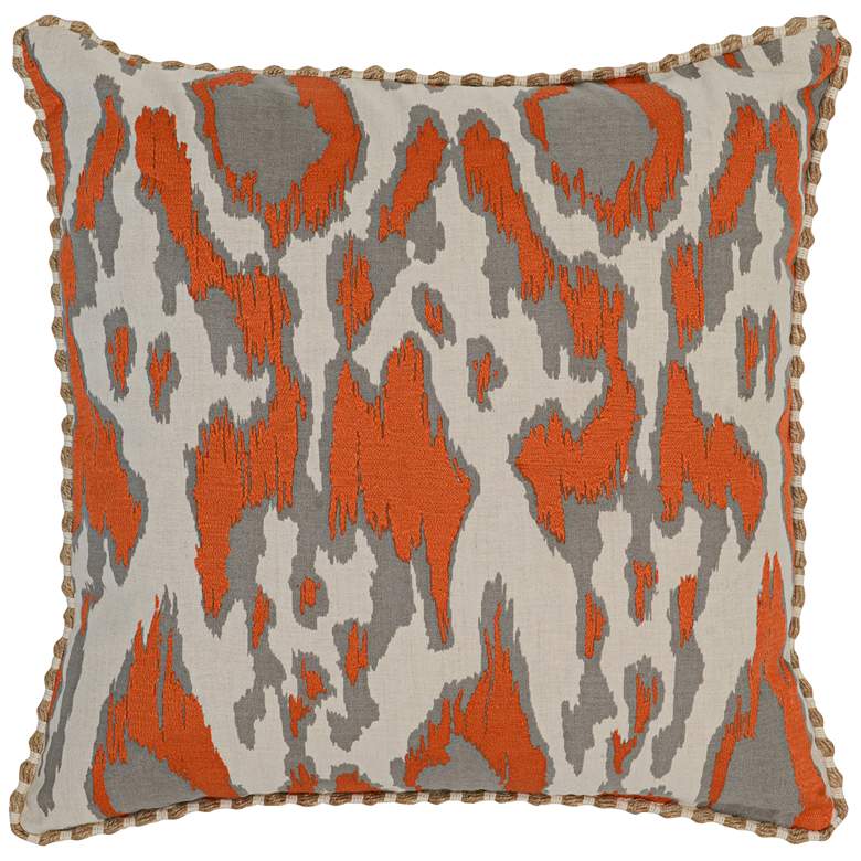Image 1 Resort Orange 22 inch Square Hand-Printed Decorative Pillow