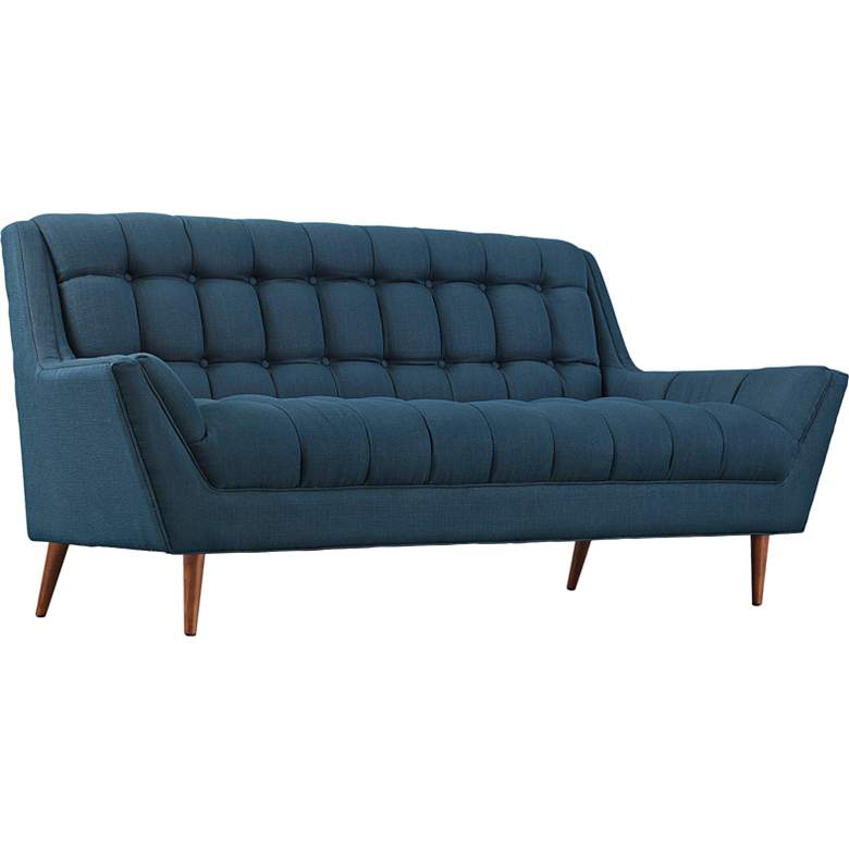 Image 1 Response 78 inch Wide Azure Fabric Tufted Loveseat