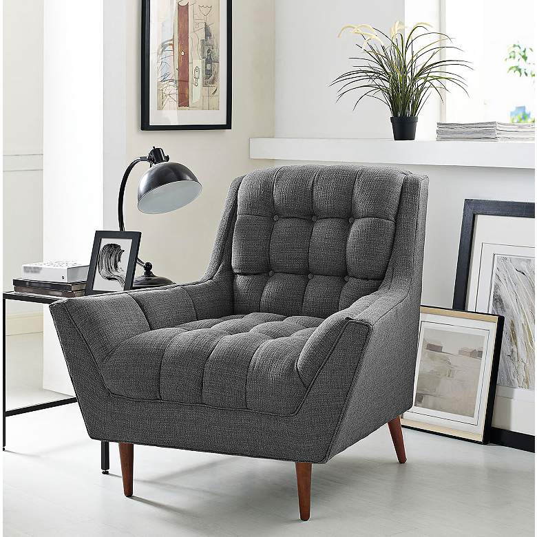 Image 1 Response Gray Fabric Tufted Armchair