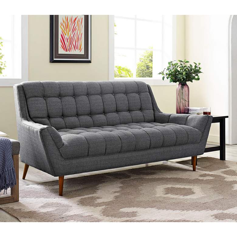 Image 1 Response Gray Fabric Tufted Loveseat