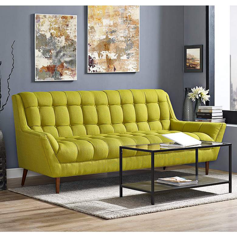 Image 1 Response Wheatgrass 89" Wide Fabric Tufted Sofa